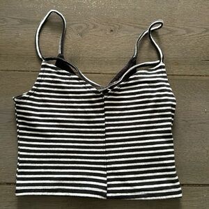 Small black and white striped Hollister cropped tank top